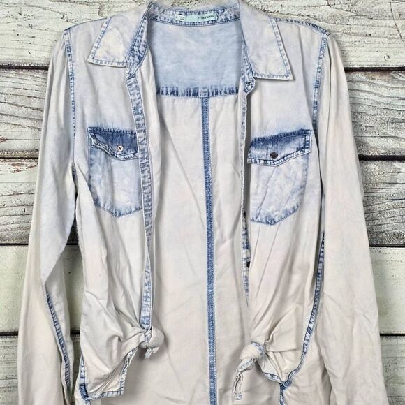 Maurices L Chambray Tencel Button Front Shirt - Picture 3 of 9